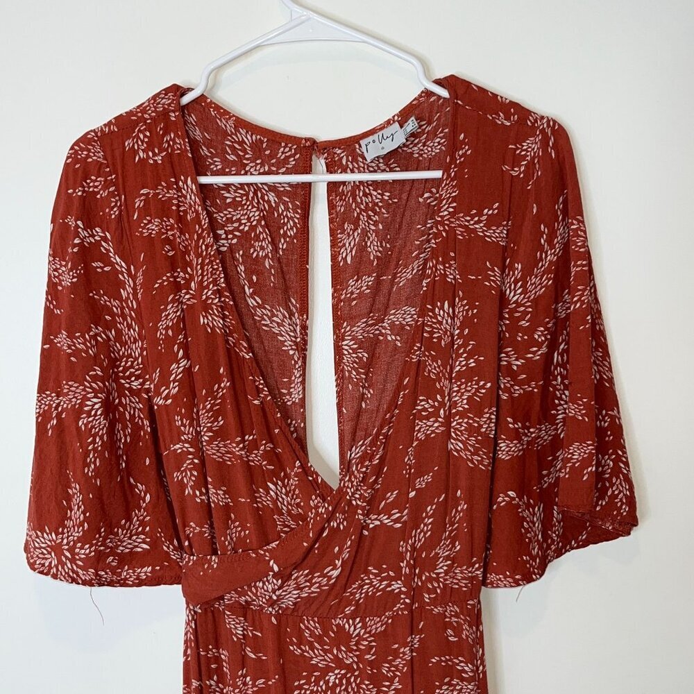 POLLY Rust Wrap Romper Ruffle Size 12 - Picture 3 of 11